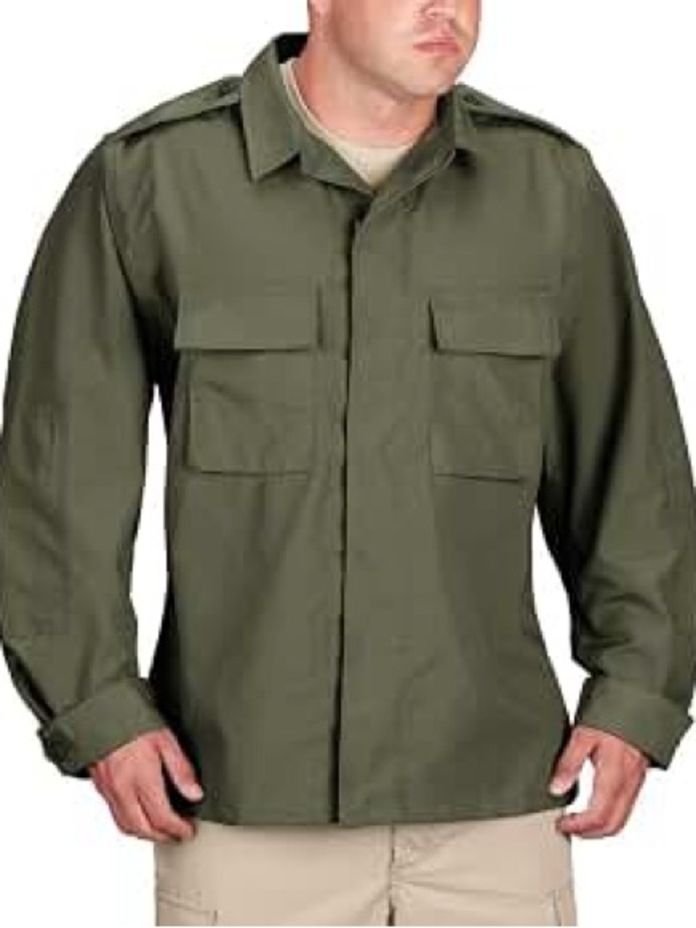 Propper Men's Olive Green Military Button-Down Shirt Jacket